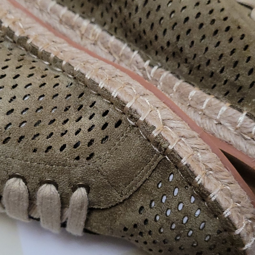 Espadrille Lace up Shoes Olive Shade Size 6 6.5 7 7.5 NIB Man Made Leather New